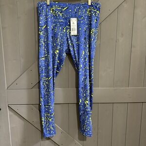 Adidas WOR AOP Bright Cobalt Lime Green XL Women Training Leggings